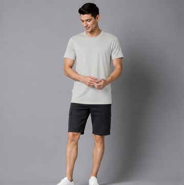 Crew Neck T-Shirt Cotton Smoke Grey Plain