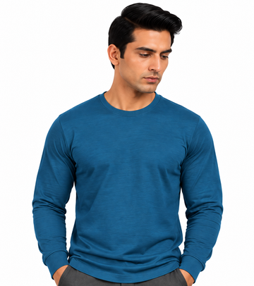 Premium Crew Neck Full Sleeve T-Shirt Peacock Green
