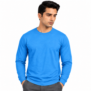Premium Crew Neck Full Sleeve T-Shirt Baby Blue