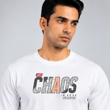 Premium Crew Neck Full Sleeve T-Shirt White Printed