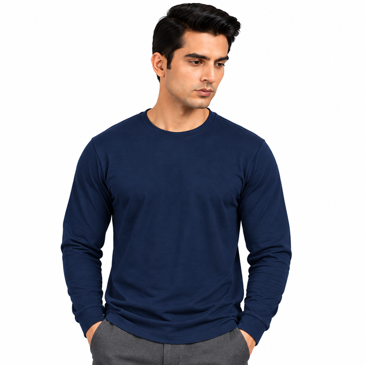 Premium Crew Neck Full Sleeve T-Shirt Diesel Blue