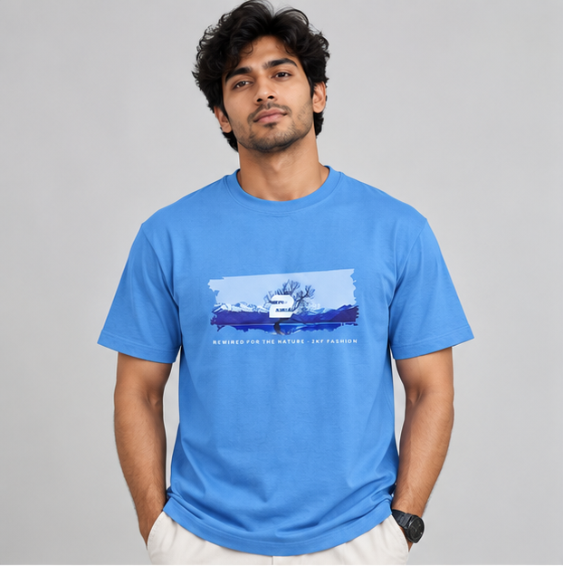 Crew Neck T-Shirt Cotton Combo White , Baby Blue , Lavender Printed