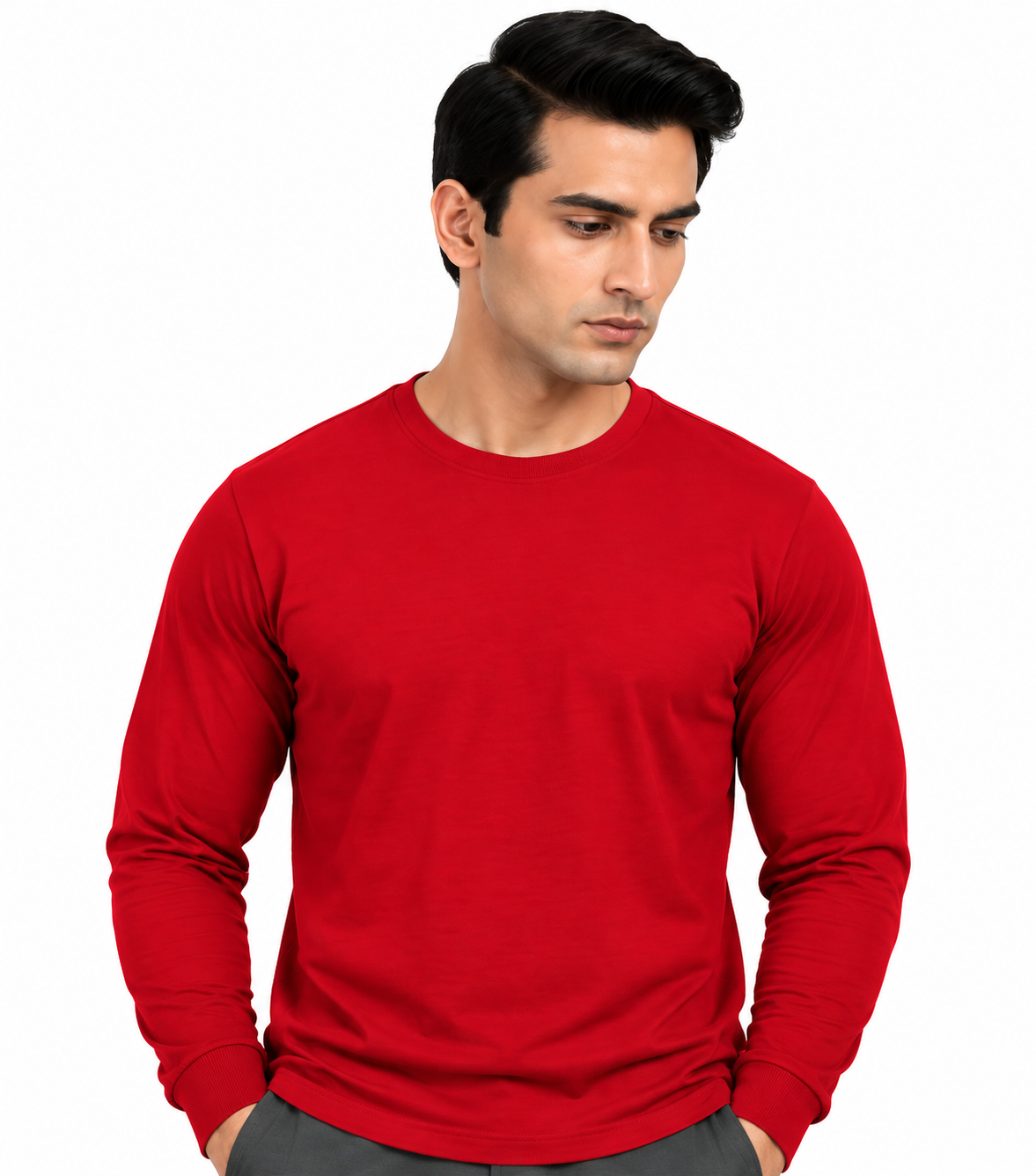 Premium Crew Neck Full Sleeve T-Shirt Red