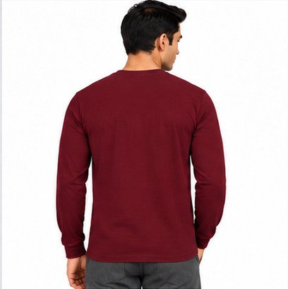 Premium Crew Neck Full Sleeve t-Shirt Maroon