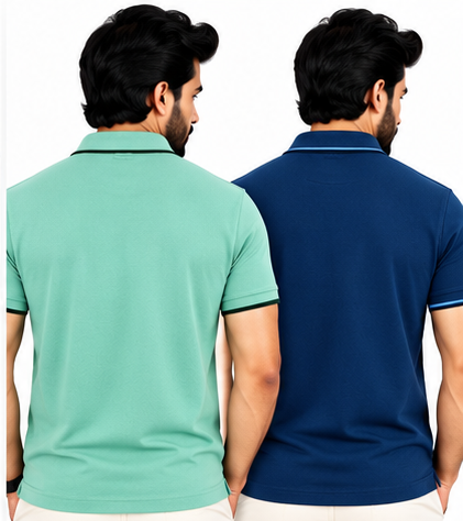 Premium Polo Cottton Diesel Blue , Aqua Green with Chest Pocket