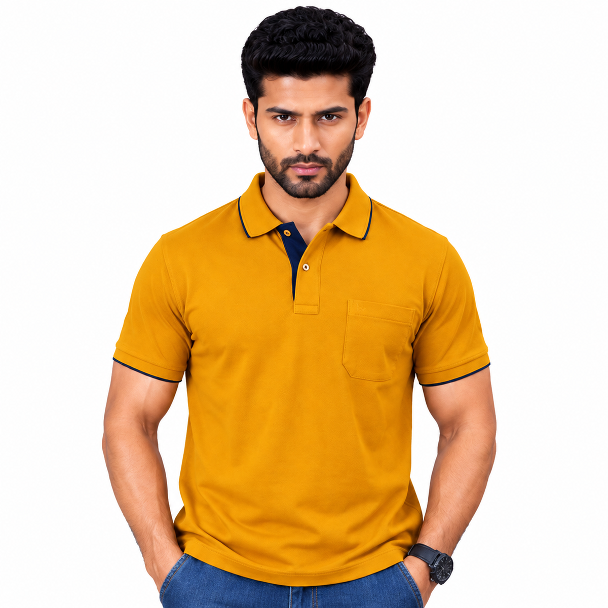 Premium Polo Cotton Combo Grey , Bottle Green , Mustard Yellow with Chest Pocket