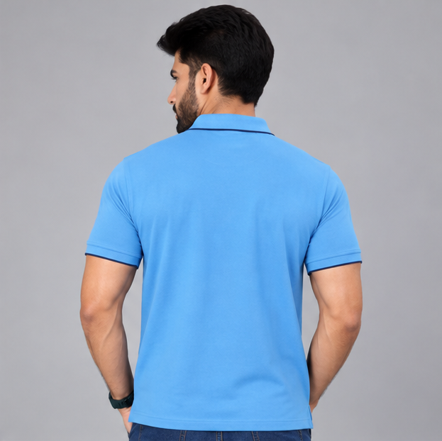 Premium Polo Cotton Baby Blue with Chest Pocket