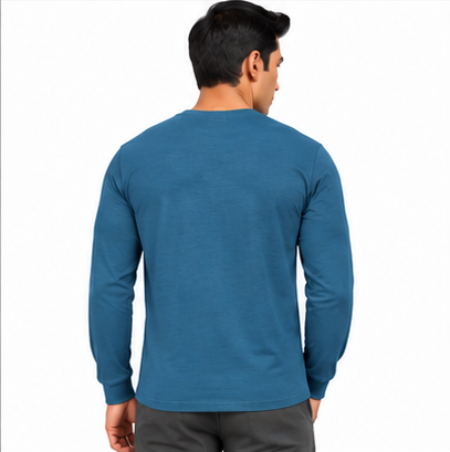 Premium Crew Neck Full Sleeve T-Shirt Peacock Green