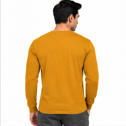 Premium Crew Neck Full Slevee T-Shirt Mustard Yellow
