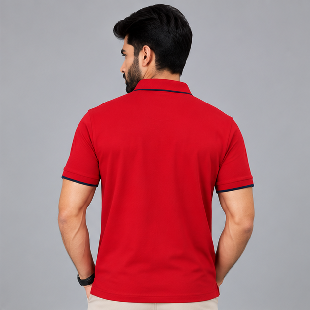 Premium Polo Cotton Red with Chest Pocket