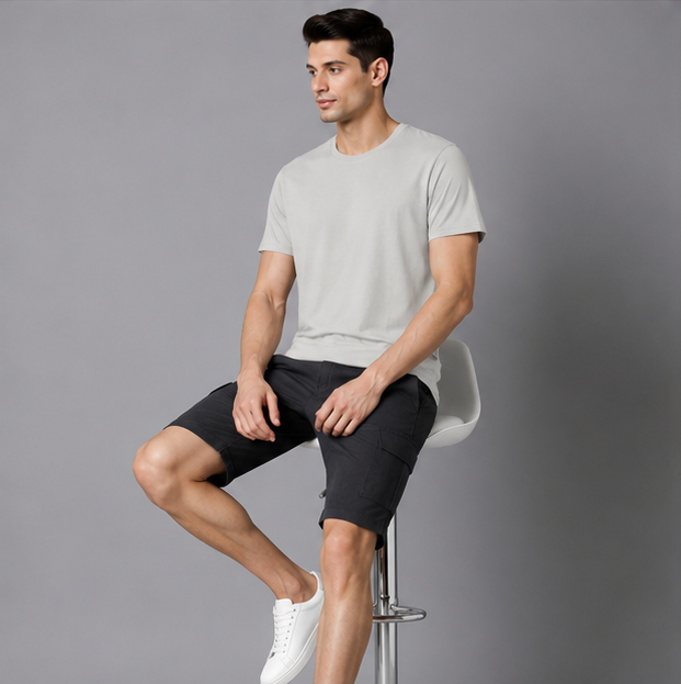 Crew Neck T-Shirt Cotton Smoke Grey Plain