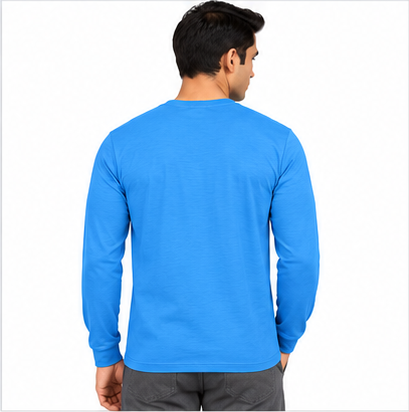 Premium Crew Neck Full Sleeve T-Shirt Baby Blue