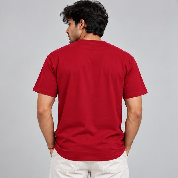 Crew Neck T-Shirt Cotton Red Printed