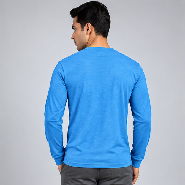 Crew Neck T-Shirt Full Sleeve Cotton Baby Blue Plain
