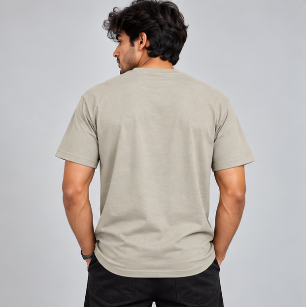 Crew Neck T-Shirt Cotton Smoked Grey Printed