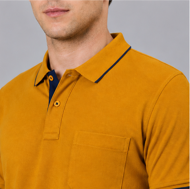 Polo Cotton Mustard Yellow with Pocket