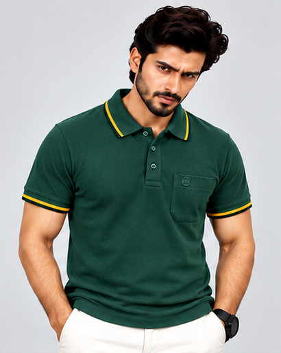Premium Polo Cotton Combo Mustard Yellow , Bottle Green , Red with Chest Pocket