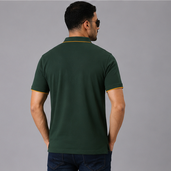 Polo Cotton Bottle Green with Pocket