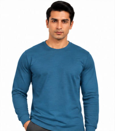 Premium Crew Neck Full Sleeve T-Shirt Peacock Green
