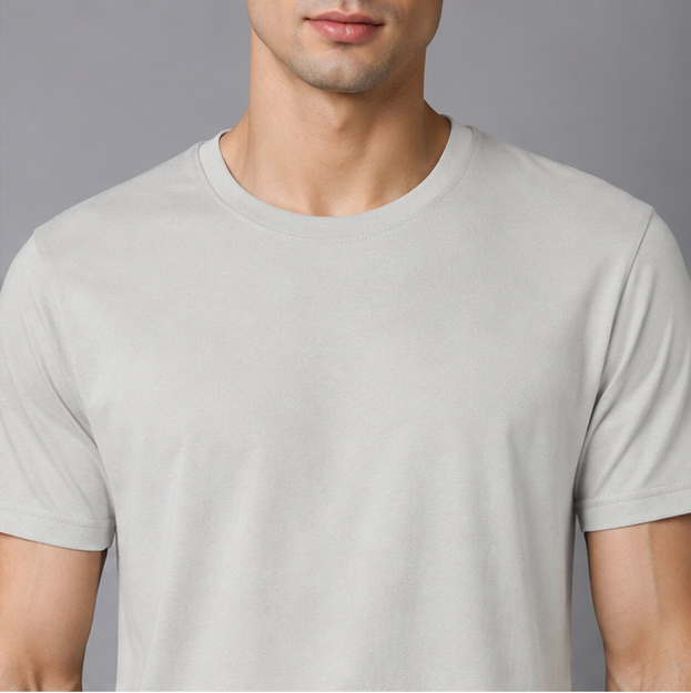 Crew Neck T-Shirt Cotton Smoke Grey Plain