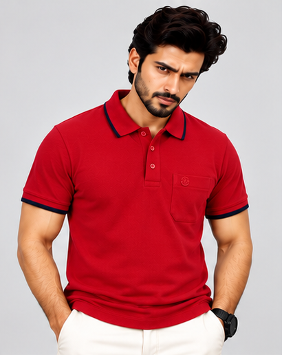 Premium Polo Cotton Combo Grey , Aqua Green , Red with Chest Pocket