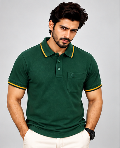 Premium Polo Cotton Combo Diesel Blue , Aqua Green , Bottle Green with Chest Pocket