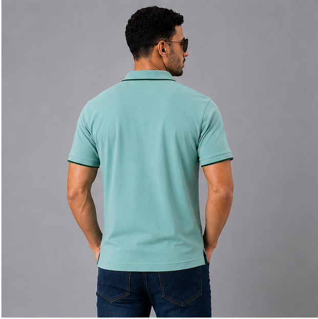 Polo Cotton Aqua Green with Pocket