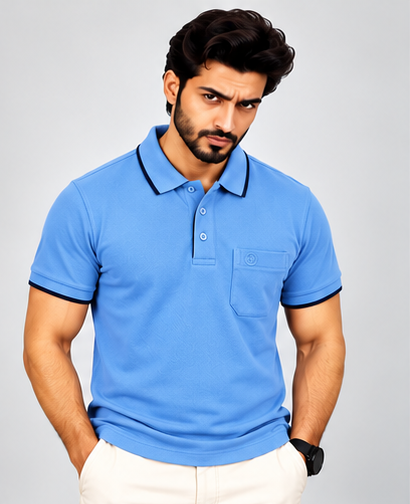 Premium Polo Cotton Combo Mustard Yellow , Baby Blue , Diesel Blue with Chest Pocket