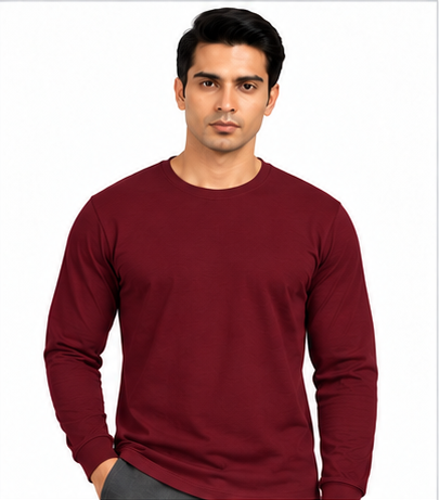 Premium Crew Neck Full Sleeve t-Shirt Maroon