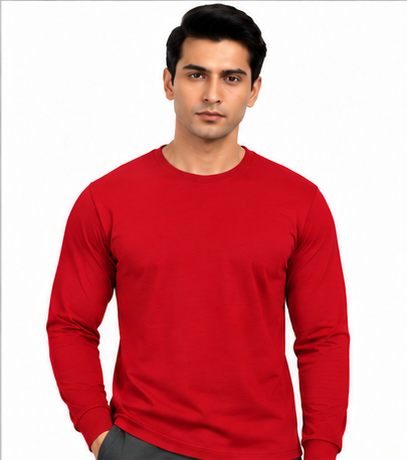 Premium Crew Neck Full Sleeve T-Shirt Red