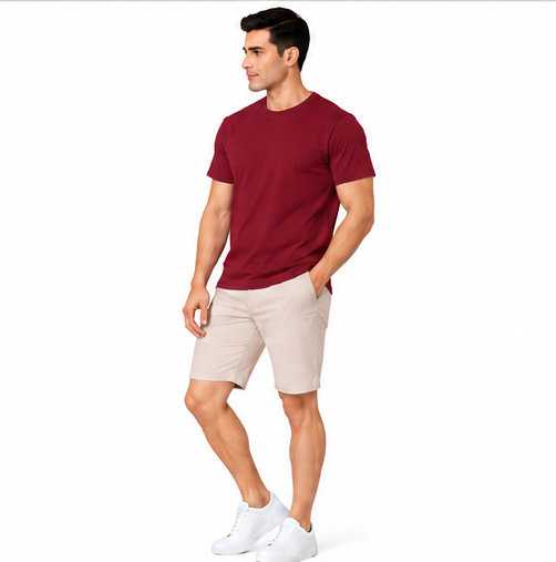 Premium Crew Neck T-Shirt Maroon
