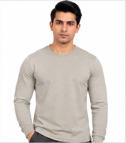 Premium Crew Neck Full Sleeve T-Shirt Smoked Grey