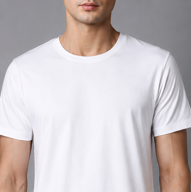 Crew Neck T-Shirt Cotton White Plain