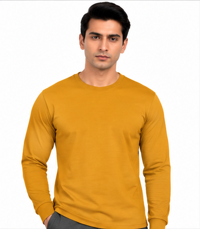 Premium Crew Neck Full Slevee T-Shirt Mustard Yellow