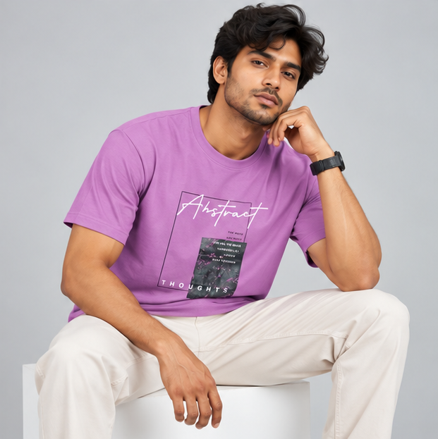 Cotton T-Shirt Cotton Lavender Printed
