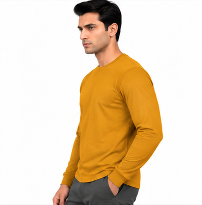 Premium Crew Neck Full Slevee T-Shirt Mustard Yellow