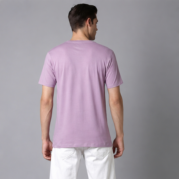Crew Neck T-Shirt Cotton Lavender Plain