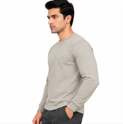 Premium Crew Neck Full Sleeve T-Shirt Smoked Grey