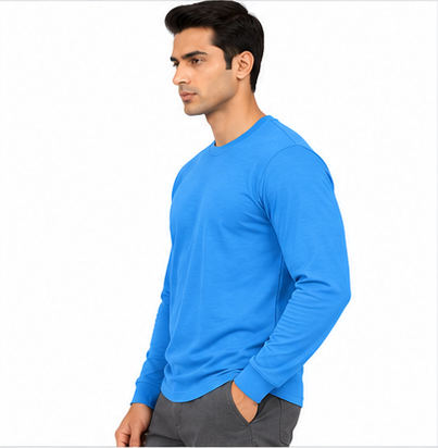 Premium Crew Neck Full Sleeve T-Shirt Baby Blue