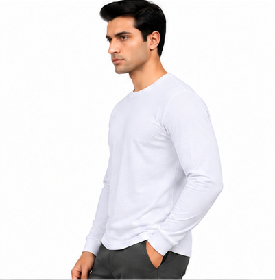 Premium Crew Neck Full Sleeve T-Shirt White