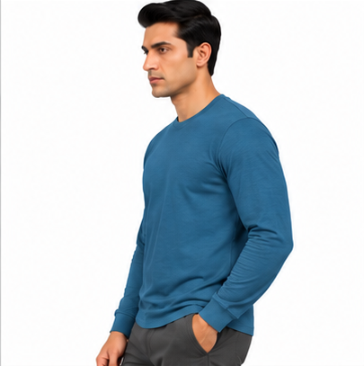 Premium Crew Neck Full Sleeve T-Shirt Peacock Green