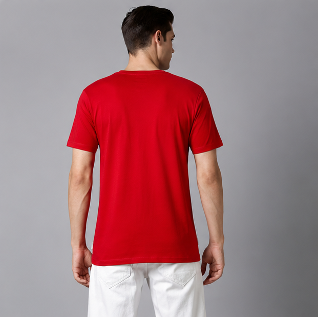 Crew Neck T-Shirt Cotton Red Plain