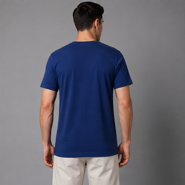 Crew Neck T-Shirt Cotton Diesel Blue Plain