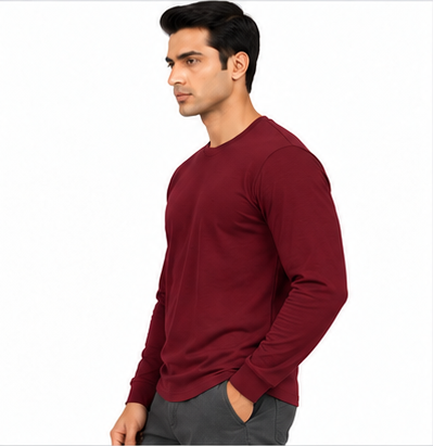 Premium Crew Neck Full Sleeve t-Shirt Maroon