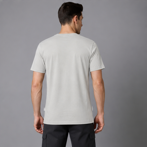 Crew Neck T-Shirt Cotton Smoke Grey Plain