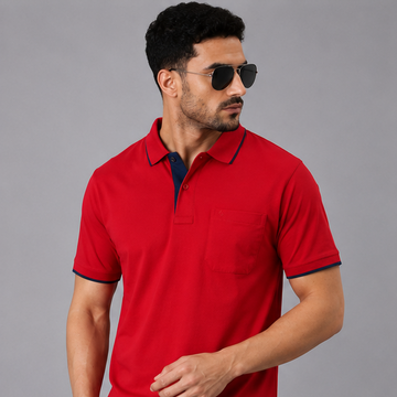 Polo Cotton Red with Pocket
