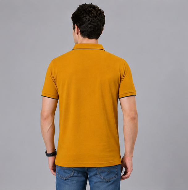 Polo Cotton Mustard Yellow with Pocket