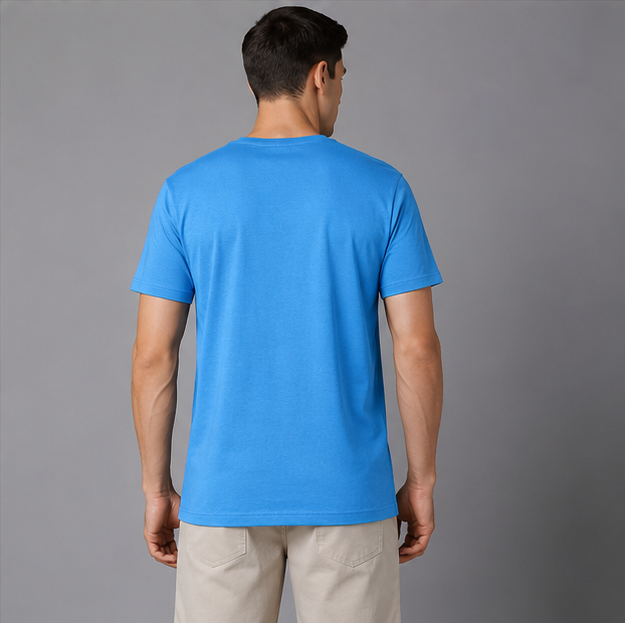Crew Neck T-Shirt Cotton Baby Blue Plain