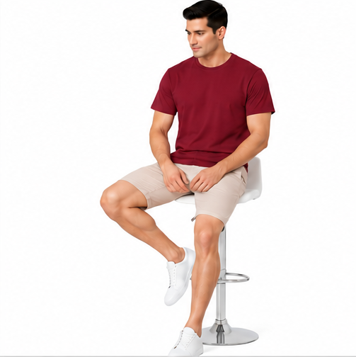 Premium Crew Neck T-Shirt Maroon
