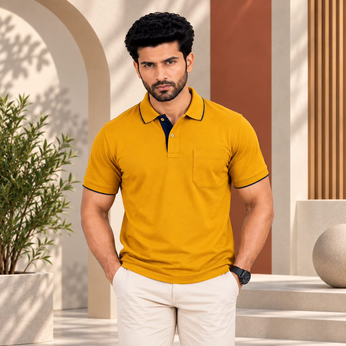 Combo of Premium Mustard Yellow Polo , Smoked Grey Crewneck T-Shirt , Maroon Full Sleeve T-Shirt
